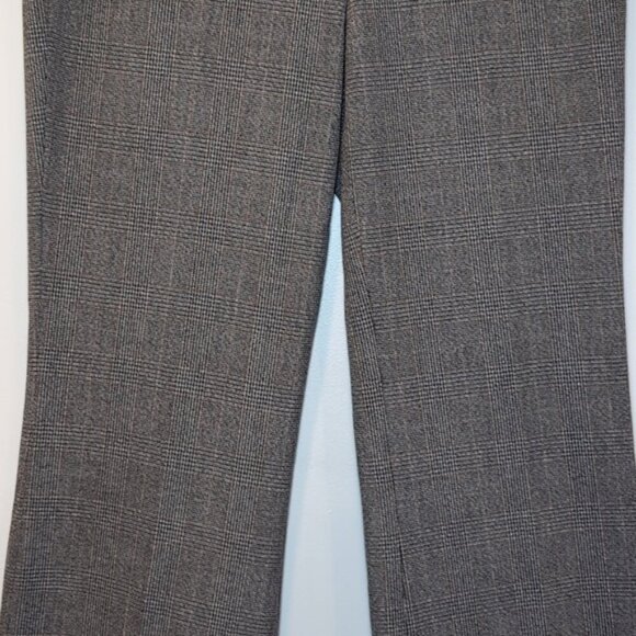 Express Editor Flare Leg Pants Houndstooth Plaid Womens Size 6 Grey Trousers - Picture 6 of 15